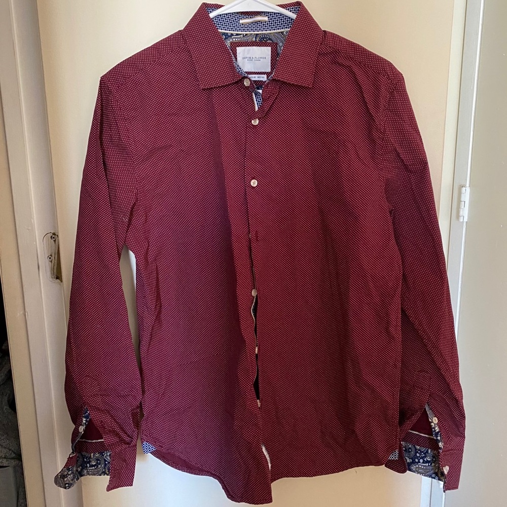 TJ Maxx Burgundy Button Down